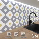 Стеновая панель Фартукофф Сканди 200x60x0.15 см ПВХ цвет желтый/серо-белый