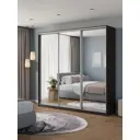 Шкаф-купе Клевер Атина с 3 дверями 240x230х45 см 9 полок ЛДСП цвет венге зеркальный