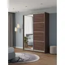 Шкаф-купе Клевер Атина с 2 дверями и зеркалом 240x140х45 см 6 полок ЛДСП цвет шамони темный
