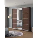 Шкаф-купе Клевер Атина с 3 дверями и зеркалом 240x200х45 см 9 полок ЛДСП цвет шамони темный