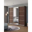 Шкаф-купе Клевер Атина с 3 дверями и зеркалом 240x230х45 см 9 полок ЛДСП цвет шамони темный