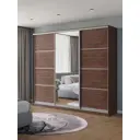 Шкаф-купе Клевер Атина с 3 дверями и зеркалом 240x270х50 см 9 полок ЛДСП цвет шамони темный