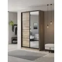 Шкаф-купе Клевер Атина с 2 дверями и зеркалом 240x110х58 см 6 полок ЛДСП цвет дуб крафт серый