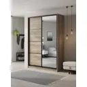 Шкаф-купе Клевер Атина с 2 дверями и зеркалом 240x160х45 см 6 полок ЛДСП цвет дуб крафт серый