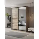 Шкаф-купе Клевер Атина с 2 дверями и зеркалом 240x190х45 см 6 полок ЛДСП цвет дуб крафт серый