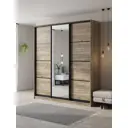 Шкаф-купе Клевер Атина с 3 дверями и зеркалом 240x200х58 см 9 полок ЛДСП цвет дуб крафт серый
