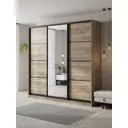 Шкаф-купе Клевер Атина с 3 дверями и зеркалом 240x250х50 см 9 полок ЛДСП цвет дуб крафт серый