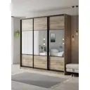 Шкаф-купе Клевер Атина с 3 дверями 240x230х58 см 9 полок ЛДСП цвет дуб крафт серый комбинированный