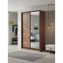 Шкаф-купе Клевер Атина с 2 дверями и зеркалом 240x110х58 см 6 полок ЛДСП цвет дуб крафт табак