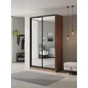 Шкаф-купе Клевер Атина с 2 дверями 240x120х58 см 6 полок ЛДСП цвет дуб крафт табак зеркальный