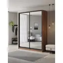 Шкаф-купе Клевер Атина с 2 дверями 240x180х50 см 6 полок ЛДСП цвет дуб крафт табак зеркальный