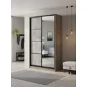 Шкаф-купе Клевер Атина с 2 дверями и зеркалом 240x120х50 см 6 полок ЛДСП цвет дуб крафт серый/бетон серый