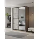 Шкаф-купе Клевер Атина с 2 дверями и зеркалом 240x150х65 см 6 полок ЛДСП цвет дуб крафт серый/бетон серый