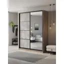 Шкаф-купе Клевер Атина с 2 дверями и зеркалом 240x170х45 см 6 полок ЛДСП цвет дуб крафт серый/бетон серый