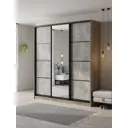 Шкаф-купе Клевер Атина с 3 дверями и зеркалом 240x220х65 см 9 полок ЛДСП цвет дуб крафт серый/бетон серый
