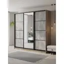 Шкаф-купе Клевер Атина с 3 дверями и зеркалом 240x240х65 см 9 полок ЛДСП цвет дуб крафт серый/бетон серый