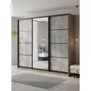 Шкаф-купе Клевер Атина с 3 дверями и зеркалом 240x260х65 см 9 полок ЛДСП цвет дуб крафт серый/бетон серый