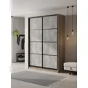 Шкаф-купе Клевер Атина с 2 дверями 240x160х58 см 6 полок ЛДСП цвет дуб крафт серый/бетон серый