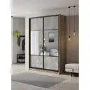 Шкаф-купе Клевер Атина с 2 дверями 240x140х58 см 6 полок ЛДСП цвет дуб крафт серый комбинированный/бетон серый