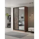 Шкаф-купе Клевер Атина с 2 дверями и зеркалом 240x120х58 см 6 полок ЛДСП цвет дуб крафт табак/бетон темный