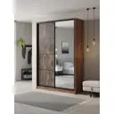 Шкаф-купе Клевер Атина с 2 дверями и зеркалом 240x150х65 см 6 полок ЛДСП цвет дуб крафт табак/бетон темный