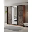 Шкаф-купе Клевер Атина с 3 дверями и зеркалом 240x250х58 см 9 полок ЛДСП цвет дуб крафт табак/бетон темный