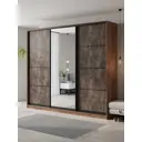 Шкаф-купе Клевер Атина с 3 дверями и зеркалом 240x260х58 см 9 полок ЛДСП цвет дуб крафт табак/бетон темный