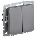 Выключатель проходной встраиваемый Iek Brite BR-V22-0-10-K46 2 клавиши цвет сталь
