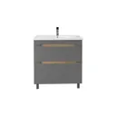 Тумба в ванную Ruvann Aqvi 80 напольная цвет графит софт, дуб вотан