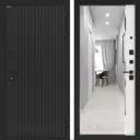 Входная дверь Лабиринт Бункер 06 правый 205x88см цвет черный кварц/белый софт с зеркалом Панорама