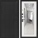 Входная дверь Лабиринт Бункер 06 левый 205x88см цвет черный кварц/белое дерево с зеркалом П18