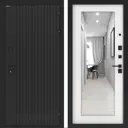 Входная дверь Лабиринт Бункер 06 правый 205x88см цвет черный кварц/белое дерево с зеркалом П18