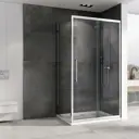 Душевой уголок Abber Schwarzer Diamant 614019 прямоугольный 100x80см серебристый блеск профиль эффект стекла прозрачный