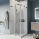 Душевой уголок Belbagno Marino 671784 прямоугольный 100x80см серебро профиль эффект стекла прозрачный