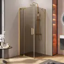 Душевой уголок Cezares Slider 645891 квадратный 80x79.5см золотистый профиль эффект стекла тонированный
