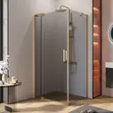 Душевой уголок Cezares Slider 678683 прямоугольный 100x79.5см золотистый профиль эффект стекла тонированный