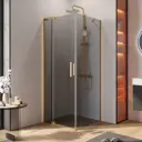 Душевой уголок Cezares Slider 622993 квадратный 80x79.5см золотистый профиль эффект стекла тонированный
