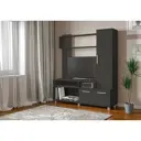 Модульная стенка Клик мебель Лира 340x215x55 см ЛДСП цвет серый графит