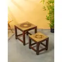 Табурет 10845464 Сима-ленд 40x40x40 см ножки металл дуб сиденье дерево цвет бежевый 2 шт