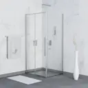 Душевой уголок Rgw Stilvoll SV-12+90 см (118.5-120)x90x195 профиль хром, стекло прозрачное