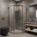 Душевой уголок Timo TTSS-100/17C-8L 100x100 см, профиль матовое золото, стекло прозрачное