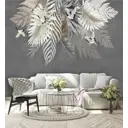 Фотообои флизелиновые Dekor vinil 300x260 см Листья и птицы на сером фоне