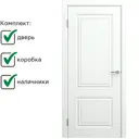 Комплект межкомнатной двери Wanmark Симпл-2 глухая 200x90см эмаль цвет белый с коробом и наличниками