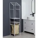 Стеллаж с корзиной для белья Сима-ленд 2 полки 38x160x35 см ЛДСП цвет белый