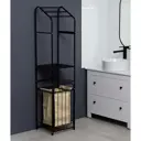 Стеллаж с корзиной для белья Сима-ленд 2 полки 38x160x35 см ЛДСП цвет черный