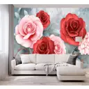 Фотообои флизелиновые Dekor vinil 300x260 см Красные розы на сером фоне