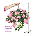 Искусственное растение Пеларгония ампельная Фитопарк 4 куста розовая 65 см