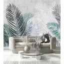 Фотообои флизелиновые Dekor vinil 300x260 см Тропические листья на сером фоне
