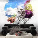 Фотообои флизелиновые Dekor vinil 3d Тигр с цветами 300x270 см 9232_dv