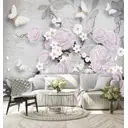Фотообои флизелиновые Dekor vinil 300x260 см 3D розы на сером фоне